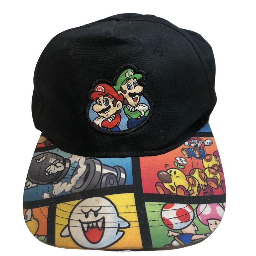 SUPER MARIO LUIGI Boys Youth Flat Bill Baseball Cap Snapback Gamer Hat Ages 4-12